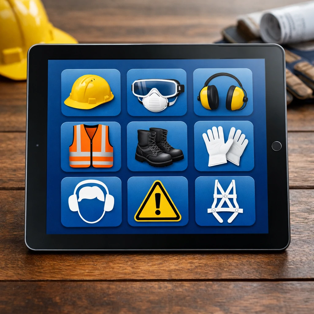 Tablet che mostra delle icone relative ai Corsi di Sicurezza sul Lavoro Online di TCertifico.